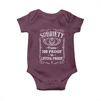 Sobriety From 100 Proof To Living Proof Baby Onesie Sober Anniversary AA NA Recovery