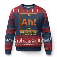 Ah The Element Of Surprise Ugly Christmas Sweater Chemistry Science Humor Retro Periodic Table