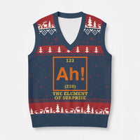 Ah The Element Of Surprise V-Neck Knit Sweater Vest Chemistry Science Humor Retro Periodic Table