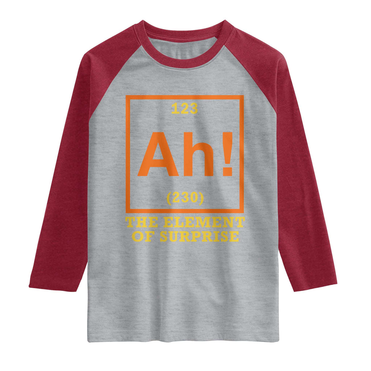 Ah The Element Of Surprise Raglan Shirt Chemistry Science Humor Retro Periodic Table