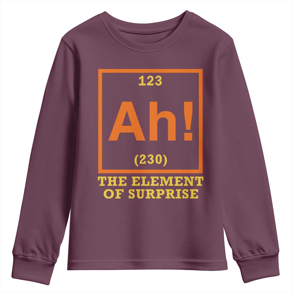 Ah The Element Of Surprise Youth Sweatshirt Chemistry Science Humor Retro Periodic Table