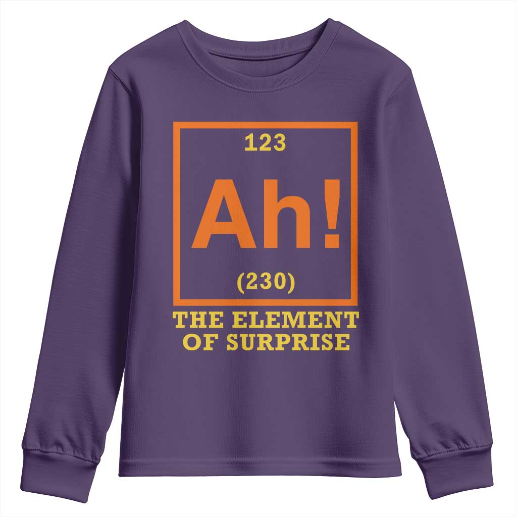 Ah The Element Of Surprise Youth Sweatshirt Chemistry Science Humor Retro Periodic Table