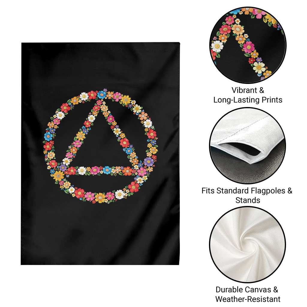 AA Sober Retro Flower Symbol Serenity Recovery Garden Flag