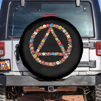 AA Sober Retro Flower Symbol Serenity Recovery Spare Tire Cover