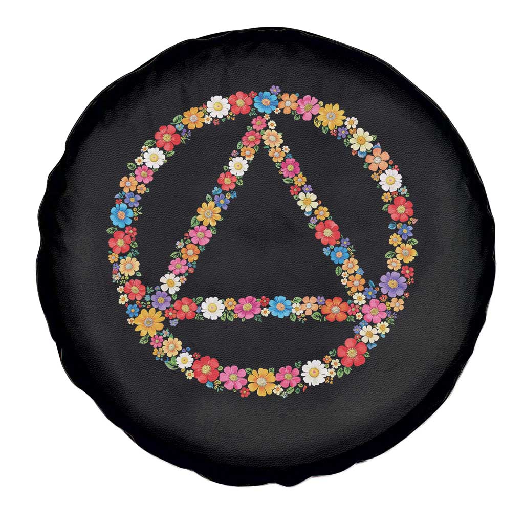 AA Sober Retro Flower Symbol Serenity Recovery Spare Tire Cover