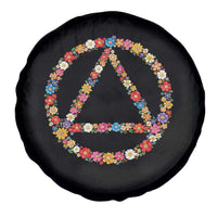 AA Sober Retro Flower Symbol Serenity Recovery Spare Tire Cover