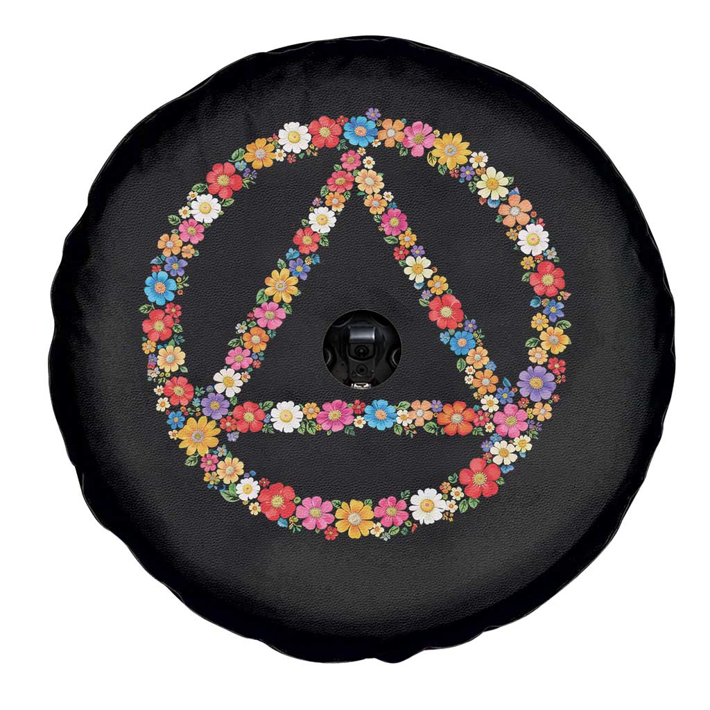 AA Sober Retro Flower Symbol Serenity Recovery Spare Tire Cover