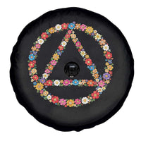 AA Sober Retro Flower Symbol Serenity Recovery Spare Tire Cover