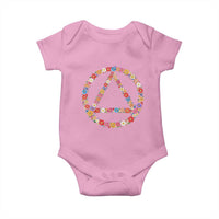AA Sober Retro Flower Symbol Serenity Recovery Baby Onesie