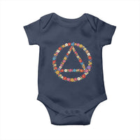 AA Sober Retro Flower Symbol Serenity Recovery Baby Onesie