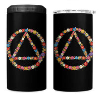AA Sober Retro Flower Symbol Serenity Recovery 4 in 1 Can Cooler Tumbler