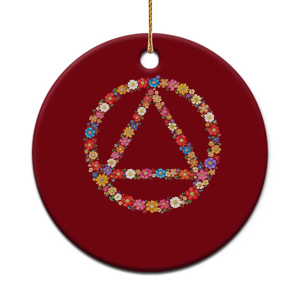 AA Sober Retro Flower Symbol Serenity Recovery Ceramic Ornament