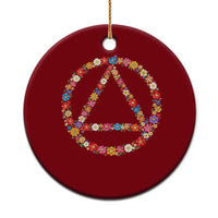 AA Sober Retro Flower Symbol Serenity Recovery Ceramic Ornament