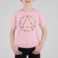 AA Sober Retro Flower Symbol Serenity Recovery T Shirt For Kid