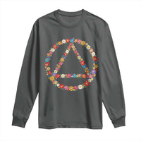 AA Sober Retro Flower Symbol Serenity Recovery Long Sleeve Shirt