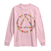 AA Sober Retro Flower Symbol Serenity Recovery Long Sleeve Shirt