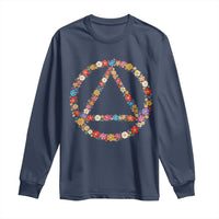 AA Sober Retro Flower Symbol Serenity Recovery Long Sleeve Shirt