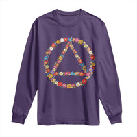 AA Sober Retro Flower Symbol Serenity Recovery Long Sleeve Shirt