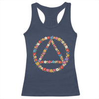 AA Sober Retro Flower Symbol Serenity Recovery Racerback Tank Top