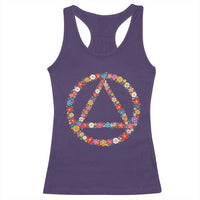 AA Sober Retro Flower Symbol Serenity Recovery Racerback Tank Top