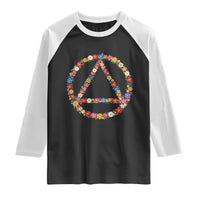 AA Sober Retro Flower Symbol Serenity Recovery Raglan Shirt