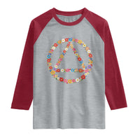 AA Sober Retro Flower Symbol Serenity Recovery Raglan Shirt