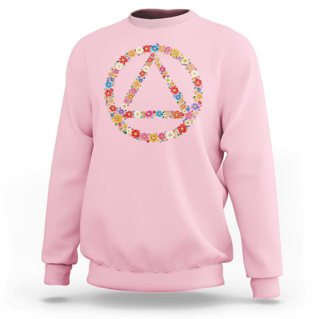 AA Sober Retro Flower Symbol Serenity Recovery Sweatshirt