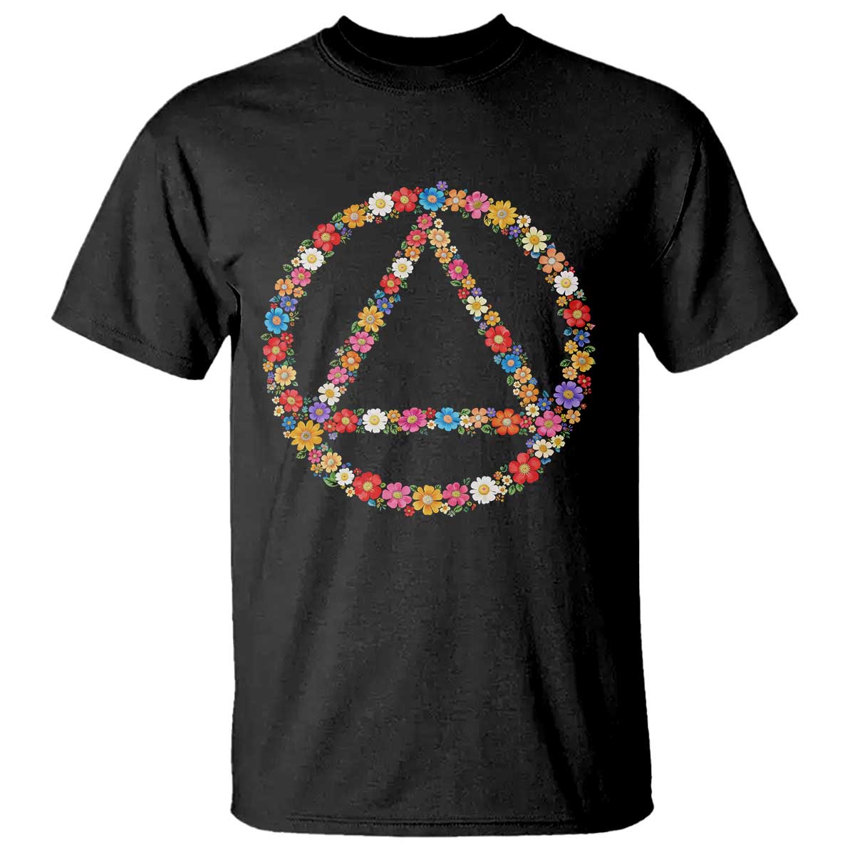 AA Sober Retro Flower Symbol Serenity Recovery T Shirt