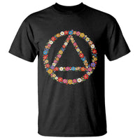 AA Sober Retro Flower Symbol Serenity Recovery T Shirt