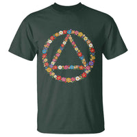 AA Sober Retro Flower Symbol Serenity Recovery T Shirt