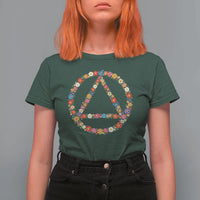 AA Sober Retro Flower Symbol Serenity Recovery T Shirt For Women