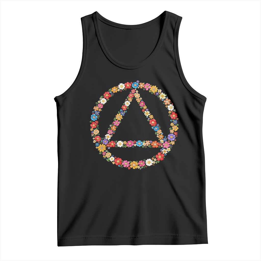 AA Sober Retro Flower Symbol Serenity Recovery Tank Top