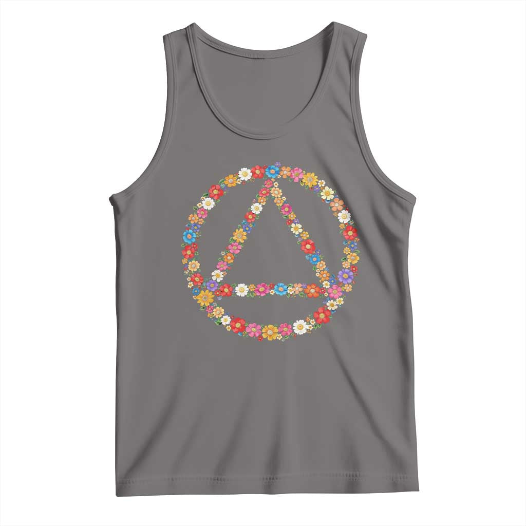 AA Sober Retro Flower Symbol Serenity Recovery Tank Top