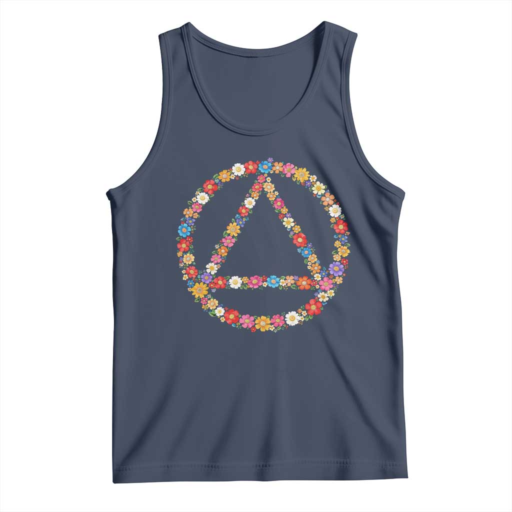 AA Sober Retro Flower Symbol Serenity Recovery Tank Top