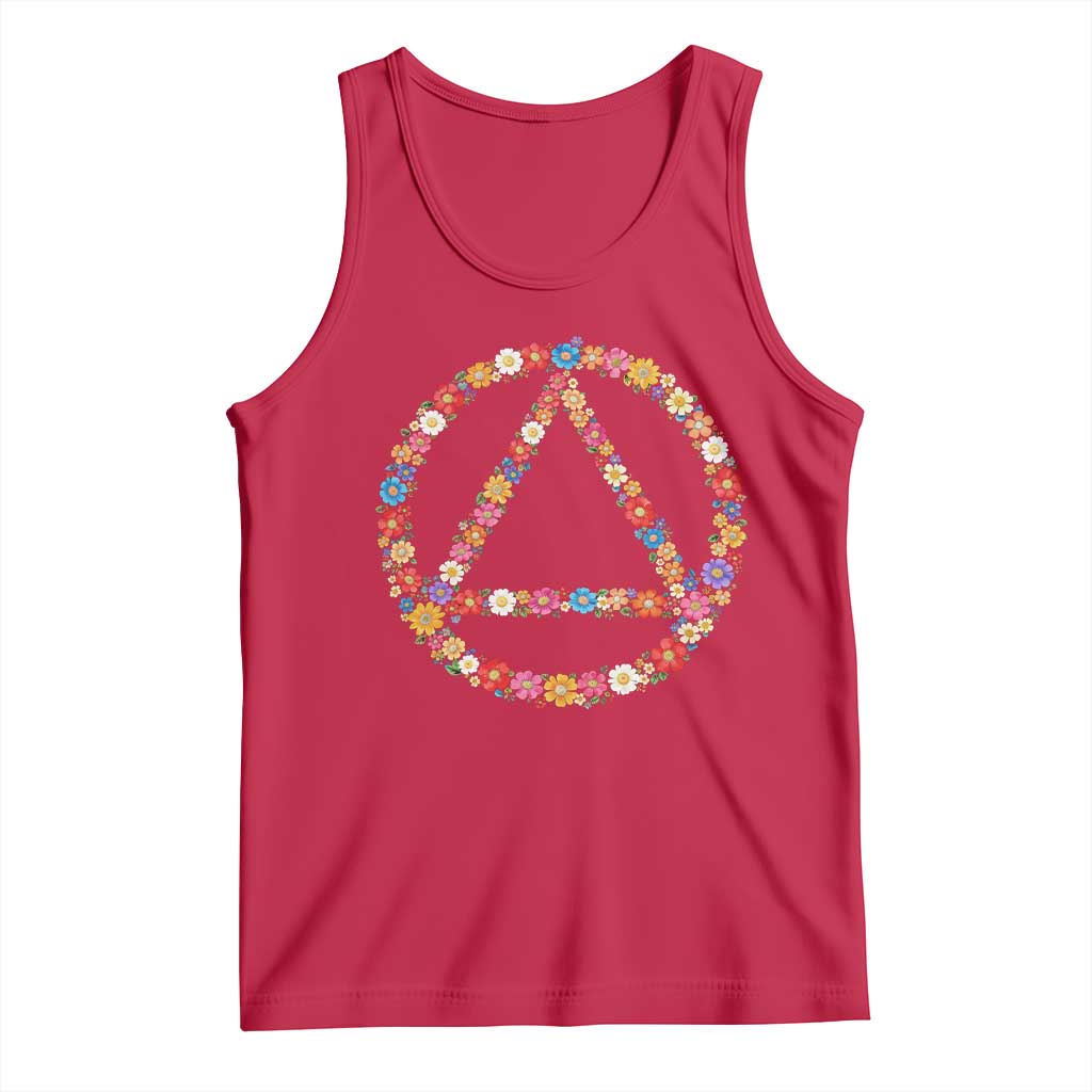 AA Sober Retro Flower Symbol Serenity Recovery Tank Top