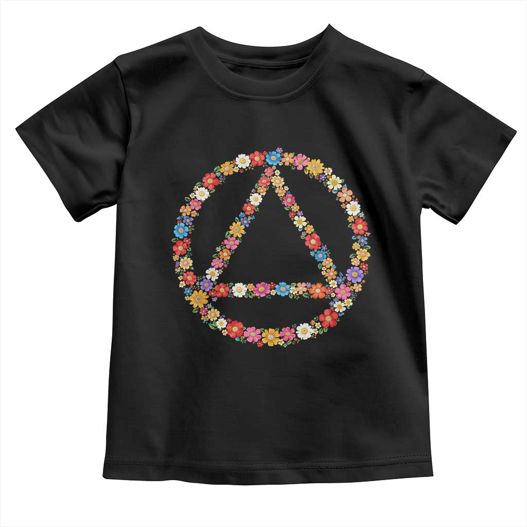 AA Sober Retro Flower Symbol Serenity Recovery Toddler T Shirt