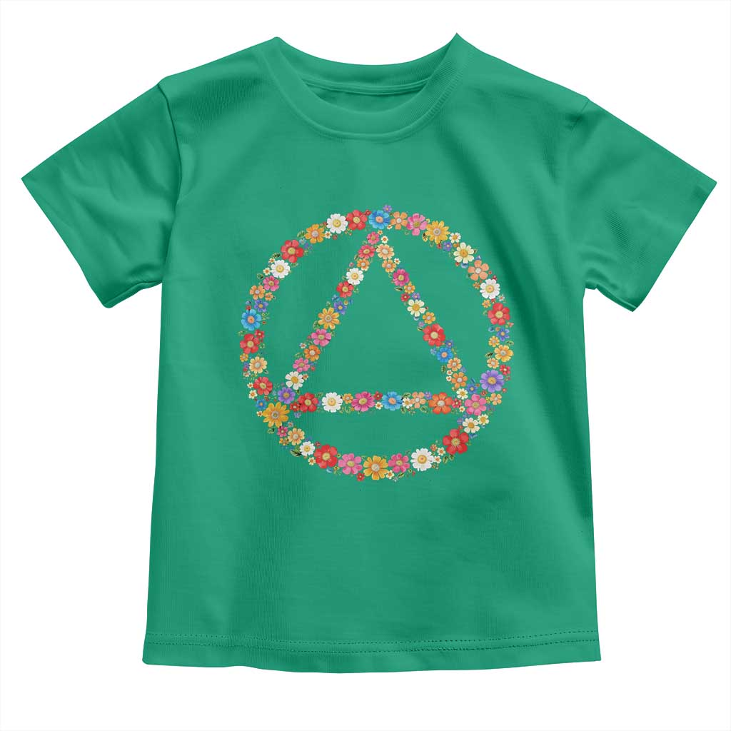 AA Sober Retro Flower Symbol Serenity Recovery Toddler T Shirt
