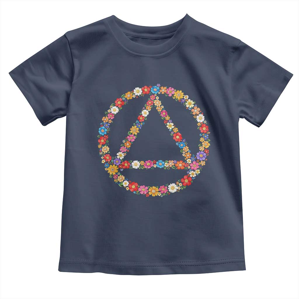 AA Sober Retro Flower Symbol Serenity Recovery Toddler T Shirt