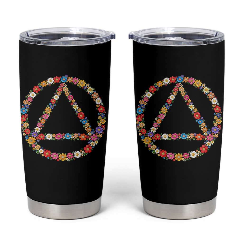 AA Sober Retro Flower Symbol Serenity Recovery Tumbler Cup