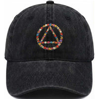 AA Sober Retro Flower Symbol Serenity Recovery Washed Cotton Baseball Cap
