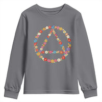 AA Sober Retro Flower Symbol Serenity Recovery Youth Sweatshirt