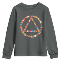 AA Sober Retro Flower Symbol Serenity Recovery Youth Sweatshirt