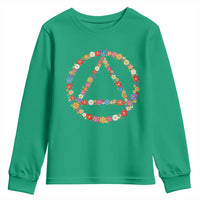 AA Sober Retro Flower Symbol Serenity Recovery Youth Sweatshirt