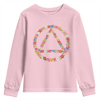 AA Sober Retro Flower Symbol Serenity Recovery Youth Sweatshirt
