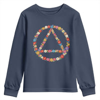 AA Sober Retro Flower Symbol Serenity Recovery Youth Sweatshirt