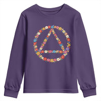 AA Sober Retro Flower Symbol Serenity Recovery Youth Sweatshirt