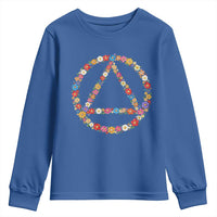 AA Sober Retro Flower Symbol Serenity Recovery Youth Sweatshirt
