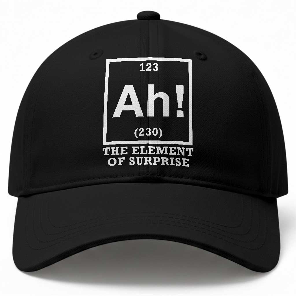 Ah The Element Of Surprise Baseball Cap Funny Chemistry Science Pun
