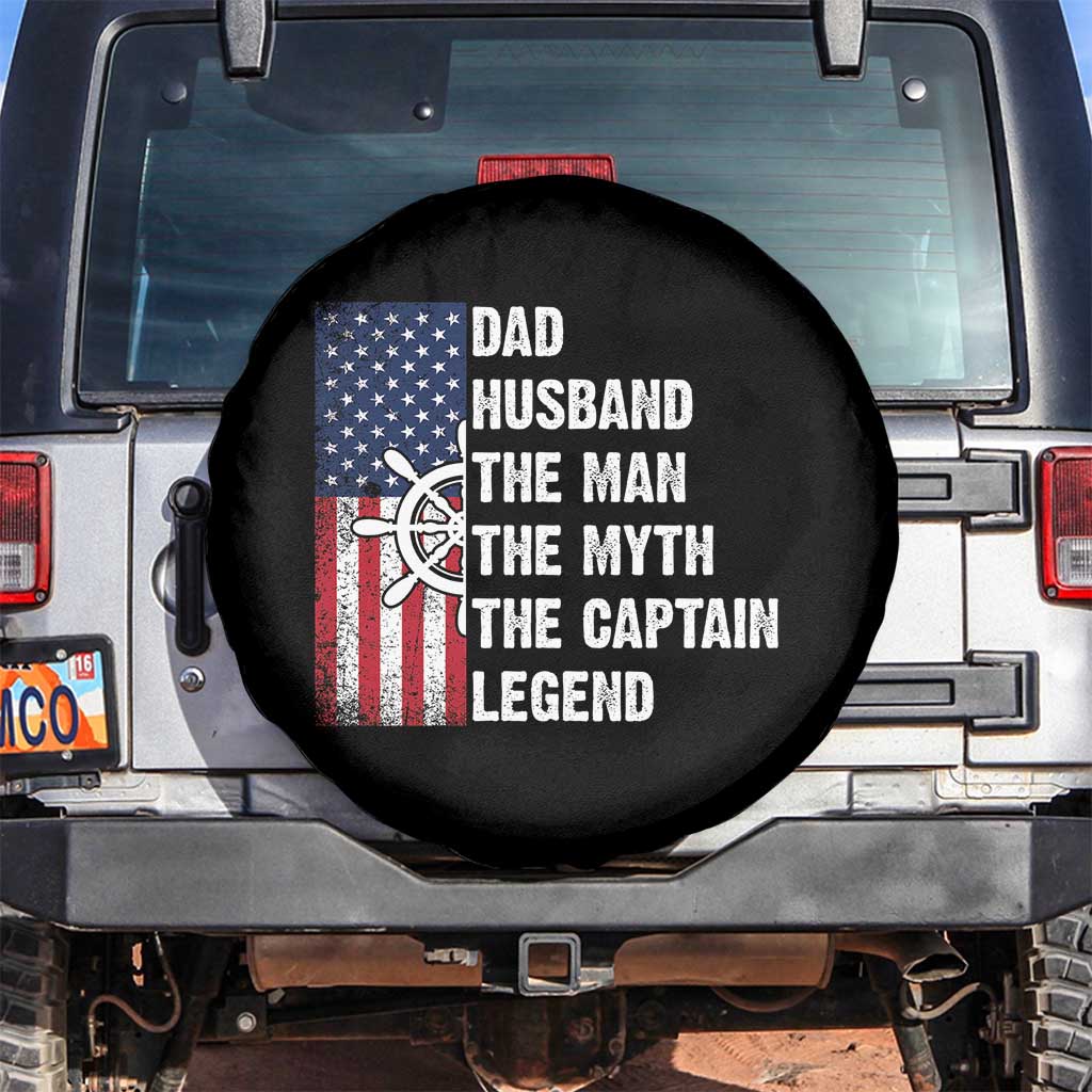 Funny Boat Captain Spare Tire Cover Dad Husband The Man The Myth The Captain Legend