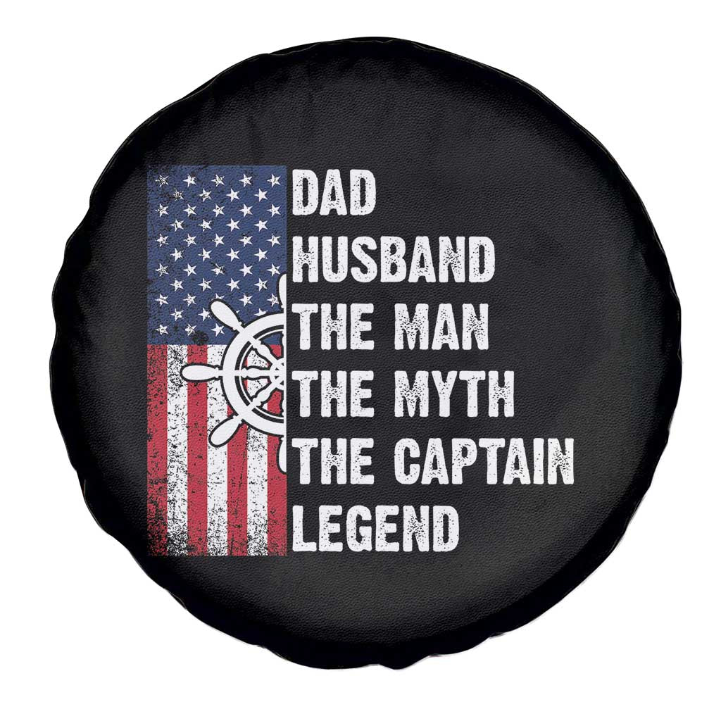 Funny Boat Captain Spare Tire Cover Dad Husband The Man The Myth The Captain Legend